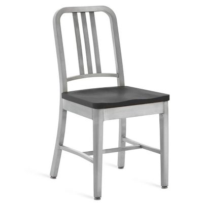 Navy Chair with Wood Seat