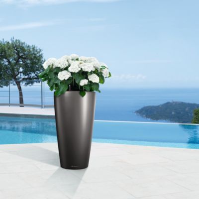 Lechuza Rondo Self-Watering Planter Charcoal